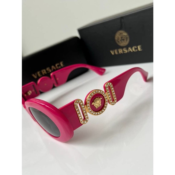 NEW Versace VE4426BU Dark Pink Crystal Logo Sunglasses - Picture 7 of 13